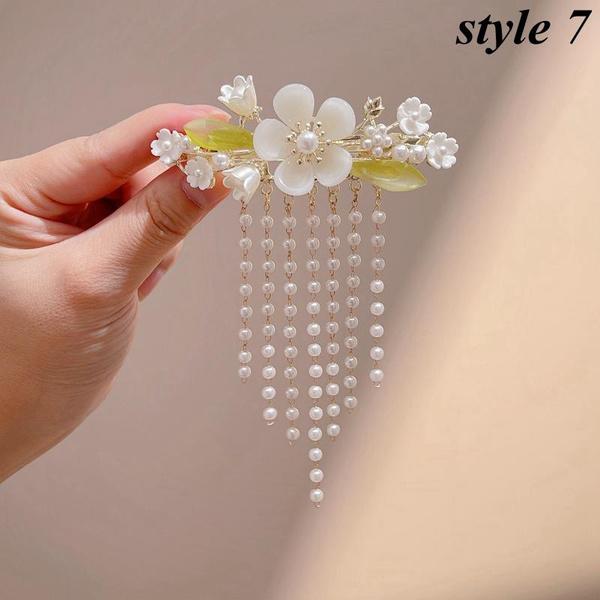 1PC Fashion Elegant Pearl Tassel Hair Claw Clips Hairpins Flower Hair Clip Headwear for Women Girls Hair Accessories