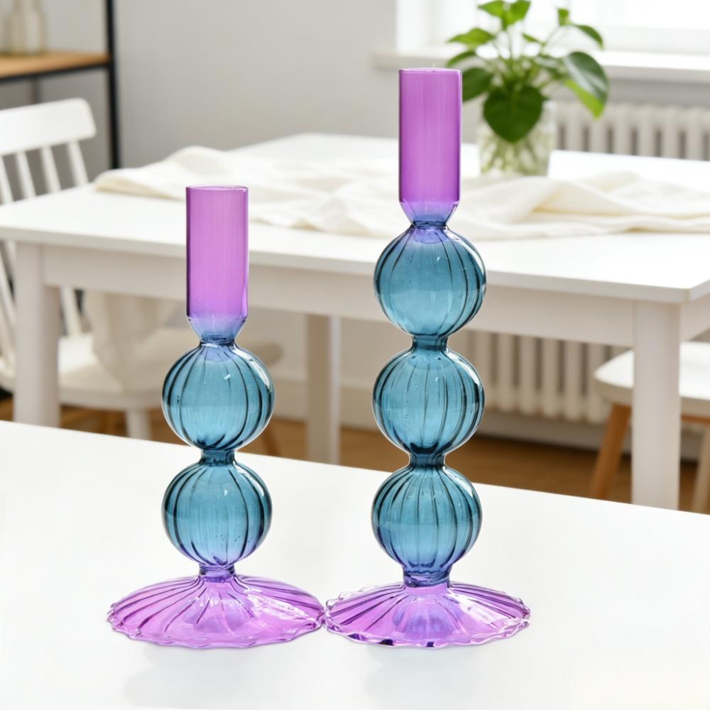 Creative Colored Glass Candle Holders Long Pole Candlesticks for Home Decoration Wedding Table Centerpieces Ornaments