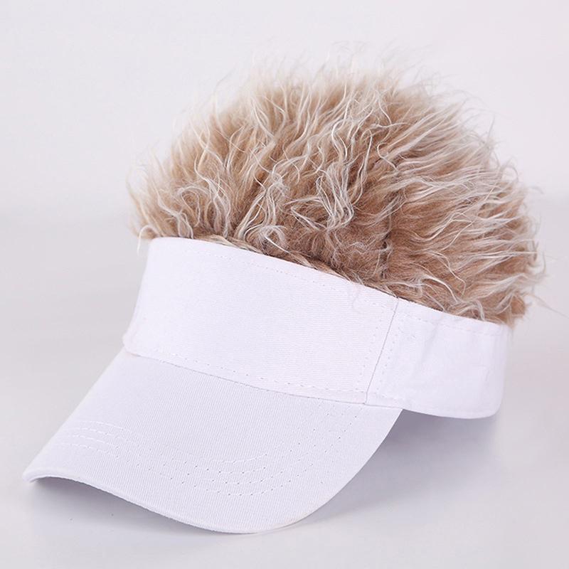Unisex Casual Visor Hat Men Women Adjustable Sun Sunshade Hip Hop Baseball Cap With Spiked Hairs Wigs