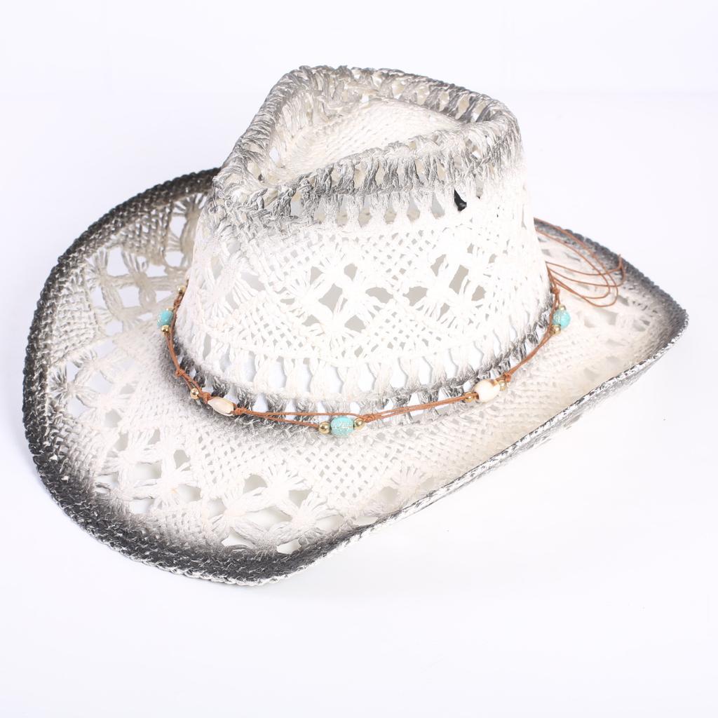 Popular European and American Classic Hollow Western Cowboy Hat Men's and Women's Fashion Vacation Breathable Sunshade Straw Hat