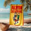 Ultra-weiches Strandtuch mit Alvin und den Streifenhörnchen-Motiv, Ideal für Pool - Camping, Tauchen - Perfekter Reisebegleiter, Lebendiges Strandtuch.