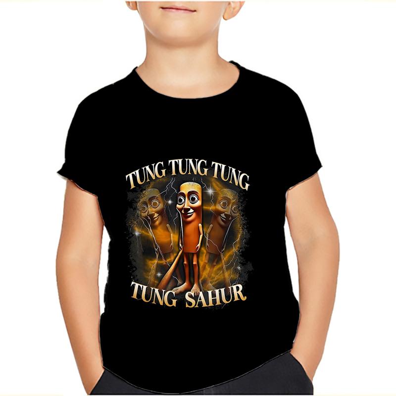 Tung Tung Tung Sahur Meme T-Shirts Bombardiro Crocodilo Kids Boys Girls Tee Tralalero Tralala Short Sleeve T Shirts Tops