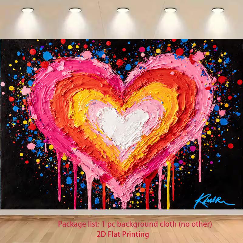 

2D Street Art Heart Backdrop Graffiti Paint Party Background 47.2x31.5inch/120*80cm