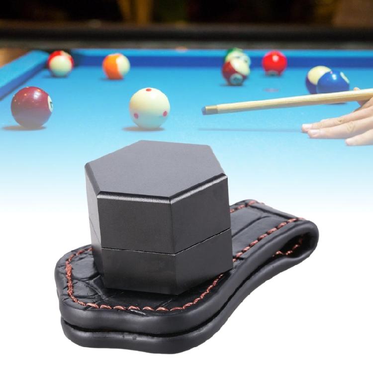 Hexagon Billiard Snooker Pool Cue Chalk Holder With Belt Clip Portable Leather Magnetic Pocket Billiard Chalk Holder
