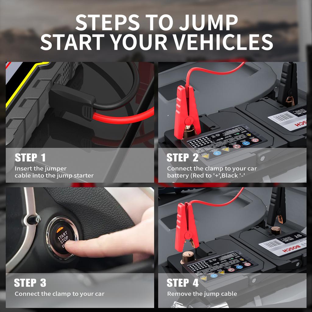 5-in-1 Car Jump Starter with Air Pump 2000A Portable Car Battery Starter 150PSI Tire Inflator 10000mAh Power Bank