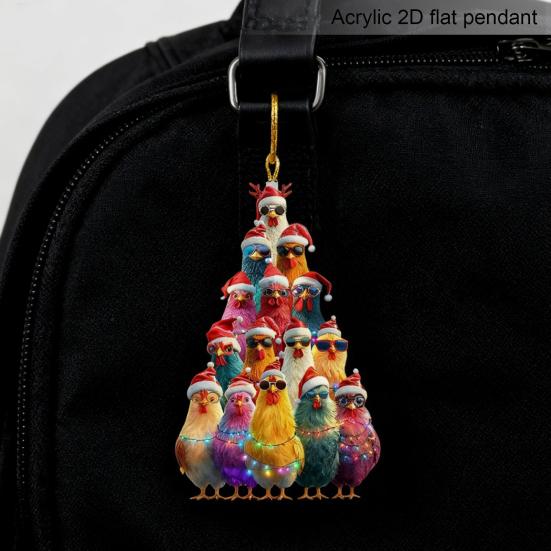 Christmas Tree Ornament Stacking Chicken/Coffee/Tennis Ball Christmas Ornament 2D Acrylic Hanging Decoration for Holiday Home Decor