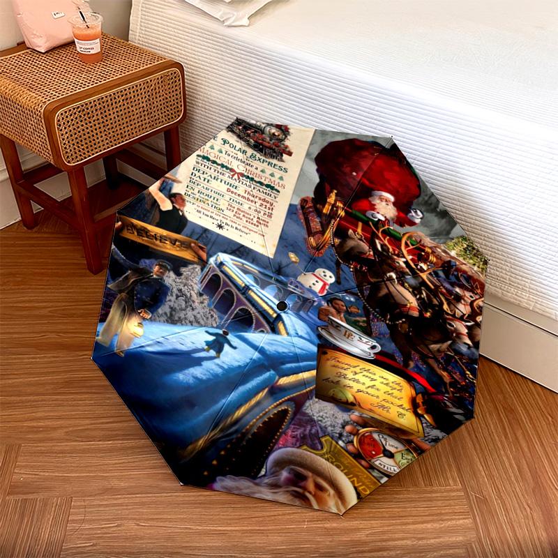 1 PC Automatic Folding Umbrella - Cartoon Pattern, Portable & Foldable Design with 45 Ribs, Christmas Birthday Gifts