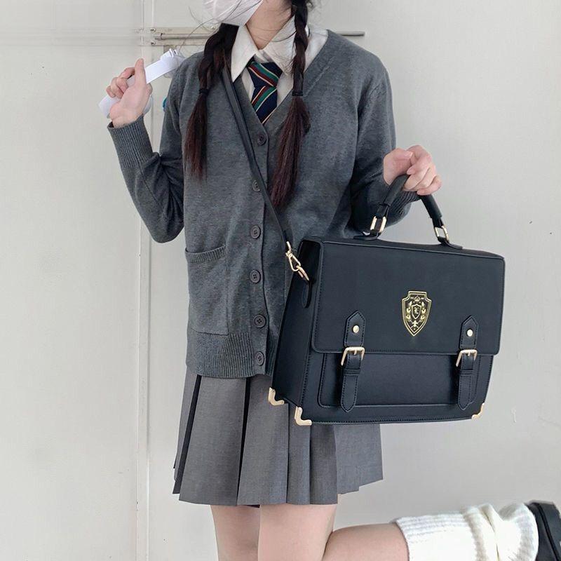 

Jingchuan University jk uniform bag college wind e shoulder crossbody portable student women s bag badge retro double shoulder чёрный