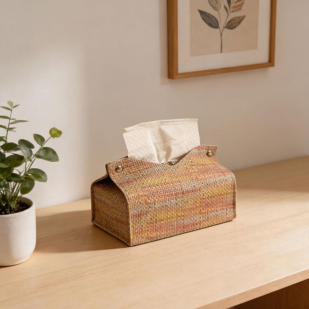 Tissue Box Cover Facial Paper Holder Napkin Organizer Dispenser PU Leather Holder, for