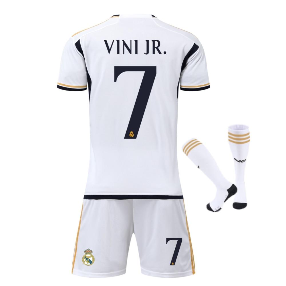 Real Madrid Vinicius Kids Soccer Jersey White Youth Sports Equipment