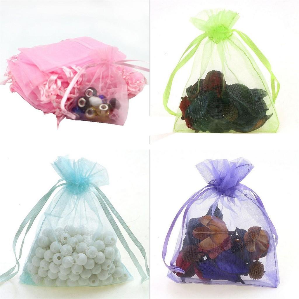 Elegant And Sheer 10pcs Drawable Organza Bags For Wedding Party Favors And Gifts