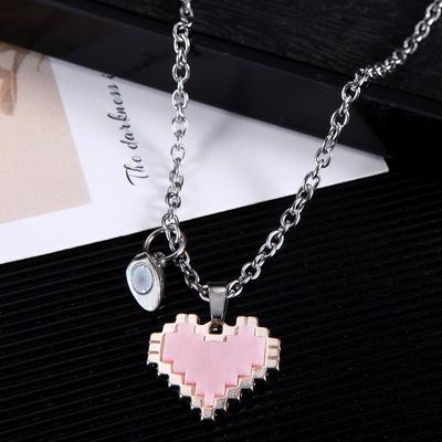 Mosaic Magnetic Valentine Day Love Heart Shaped Pendant Necklace  Versatile Pendant Trendy Jewel Cute Couple Necklace