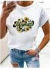 Large Size Women's Flower Mom Vintage Trend Clothing Printed T-Shirt Clothing Summer Basic Top Short Sleeves