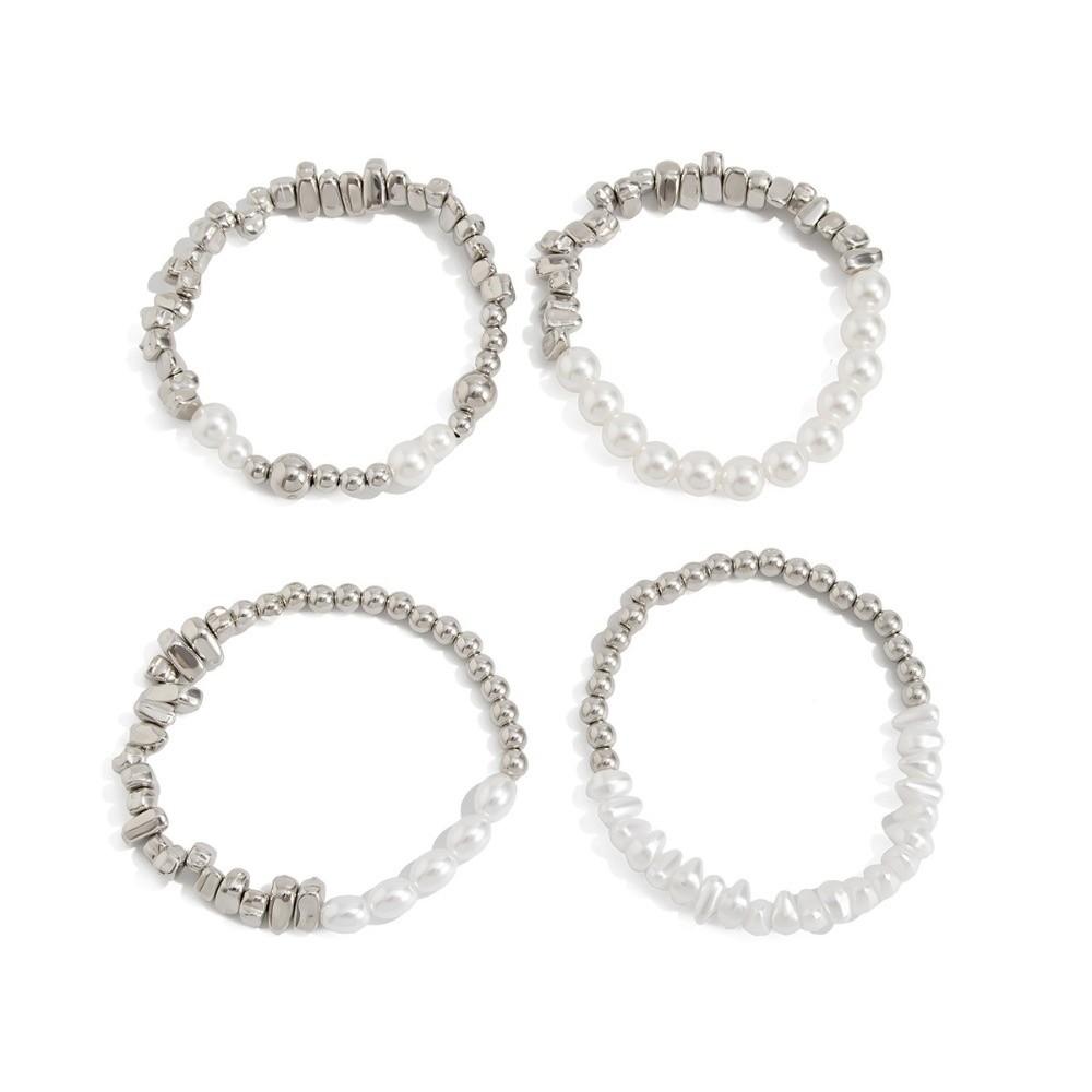 

4 шт./набор Браслеты из бусин Имитация жемчуга Неровный браслет Модная ручная цепочка Ювелирное изделие Подарок