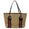 Used 9539 Web Stripe Tote 211971 7924 Patent Enamel Green Red Brown GG Canvas Beige Women's from Japan AUTHENTIC