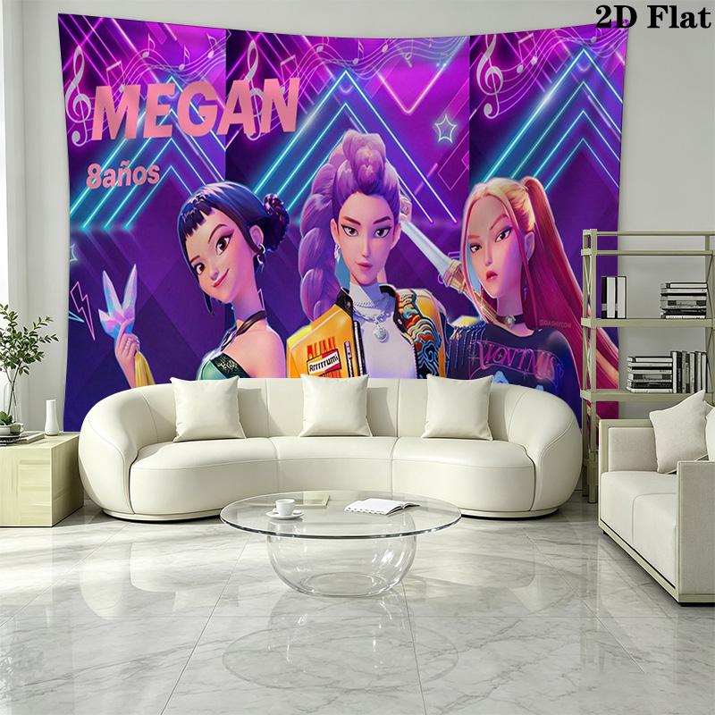 Demon Hunters Kpop Wall Tapestry Aesthetic Wall Hanging Printed Fabric Blanket Decorative Tapestries for Bedroom Living Room Home Decor