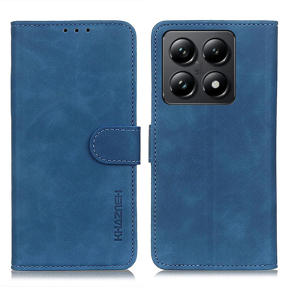 

KHAZNEH For Xiaomi 14T Case Retro PU Leather Wallet Stand Phone Cover Blue