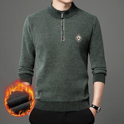 Zipper Collar Men's Knitwear Winter Fashion Trendy Thickening Thermal Base Sweater