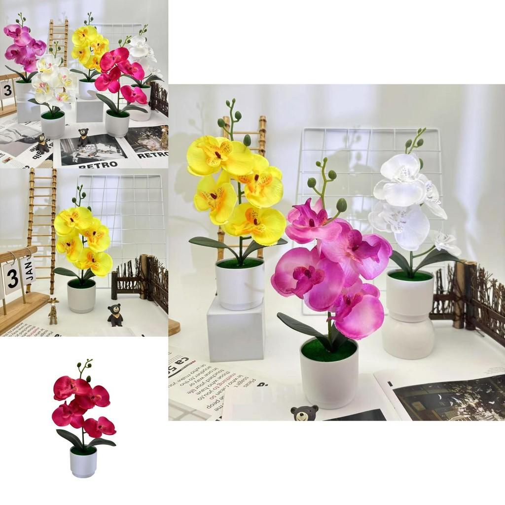 Butterfly Orchid Silk Fabric Potted Plant Artificial Flower For Home Decor And Photography Props