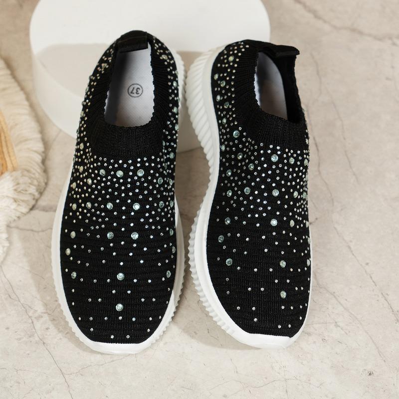 

Women s Sports Shoes Spring New Round Head Shallow Mouth Glitter Mesh Cloth Breathable Soft Sole Non-slip Single Shoes 43 чорний