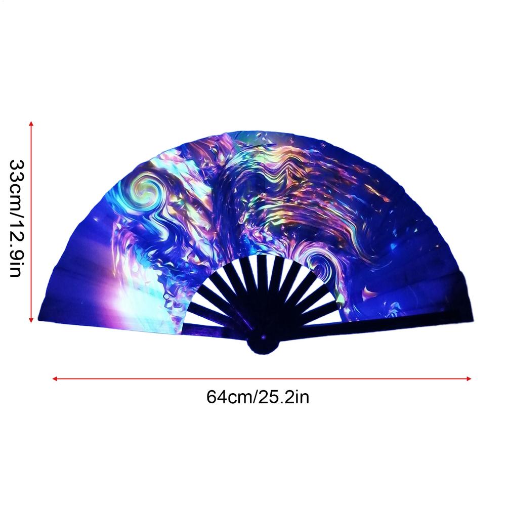 Large Folding Fan Chinese Craft Kung Fu Tai Chi Glowing Fan Multi-Color Wedding Home Decoration Stage Performance Show