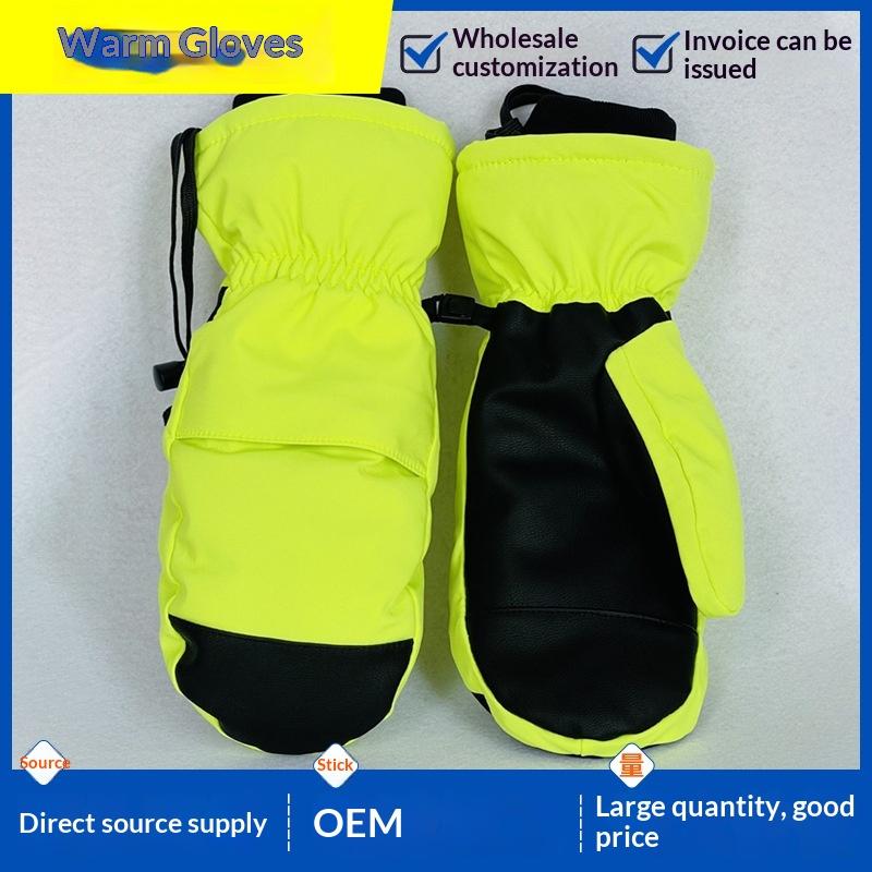 Adult Men's Women's Children's Waterproof Ski Gloves Touch Screen Five-Finger Design Windproof Warm Winter Gloves for Double
