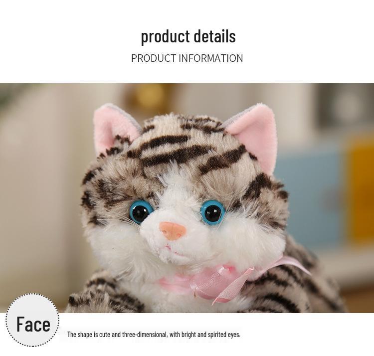 Realistic Meowing Musical Cat Plush Toy - Lying Kitten Doll Birthday Gift