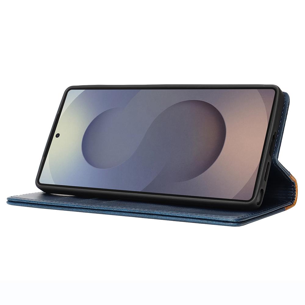 For Samsung Galaxy S25 Ultra Case Calf Texture 3 Card Slots Color Splicing Leather Phone Cover