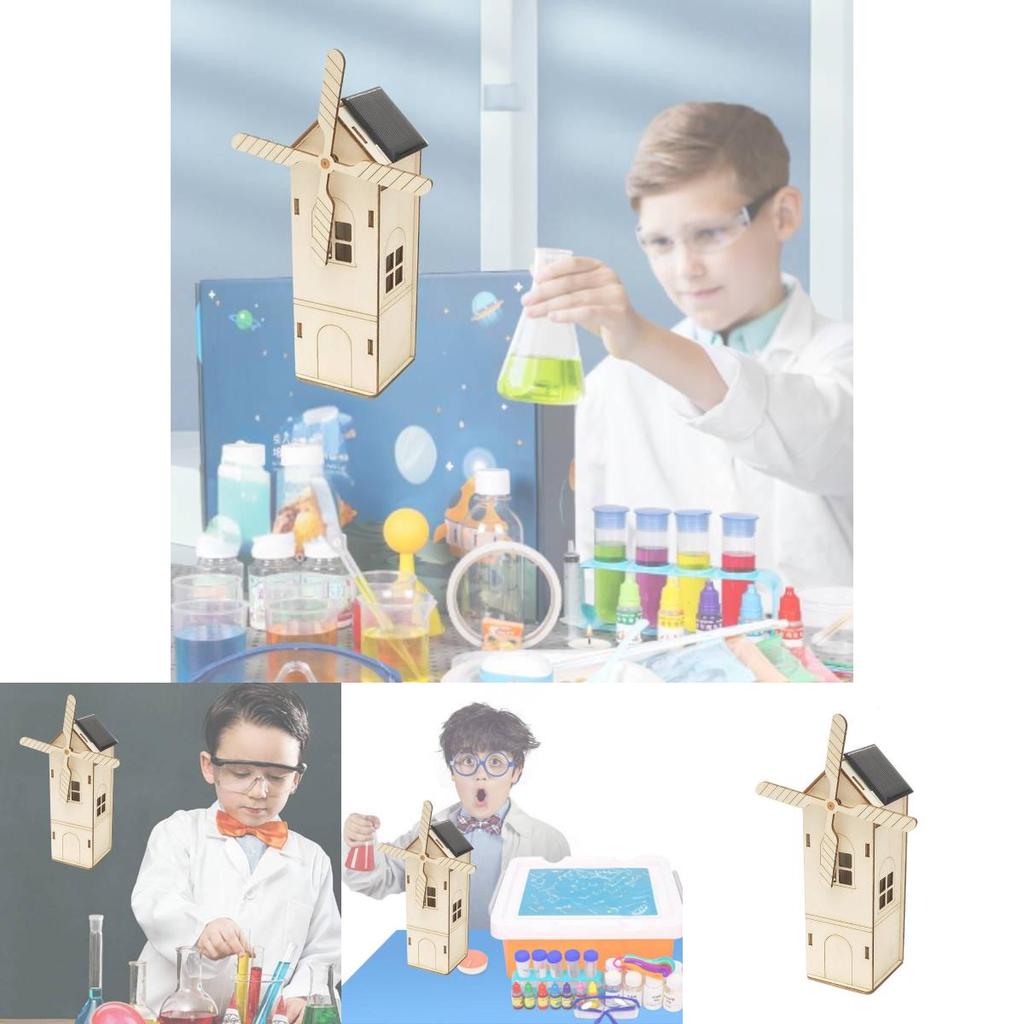 Solarbetriebene Windmühle DIY Holzhaus Bausatz für Kinder 7-14 Jahre Anpassbares Lernspielzeug