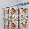 Animal Print Shower Curtain Cartoon Giraffe Lion Decorative Bath Rug With Hooks Set For Kids Bathroom Accessories Home Decoratio