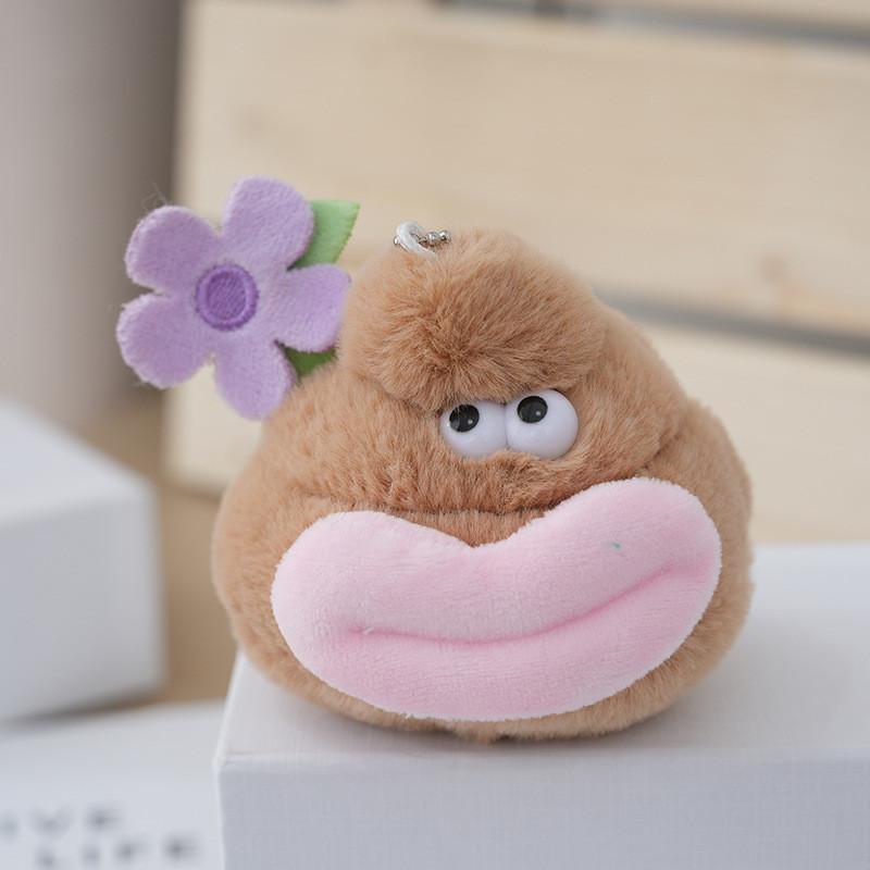 Cute Plush Sausage Lips Keychain Adorable Cartoon Bag Charm Soft Toy Pink Purple
