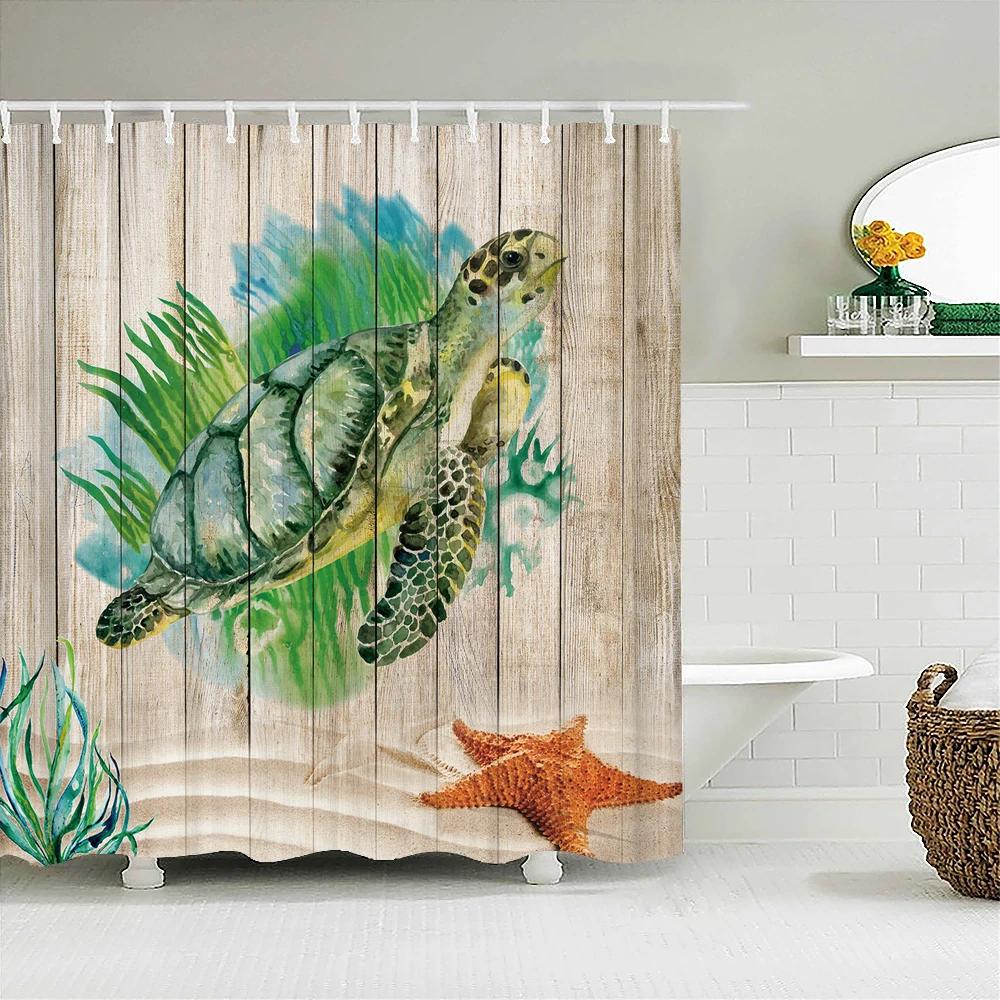 

Ocean Sea Turtle Shower Curtain Sunset Underwater World Bathroom Curtains Waterproof Polyester Fabric Home Decor With 12 Hooks W60H190(CM)-1 Pcs