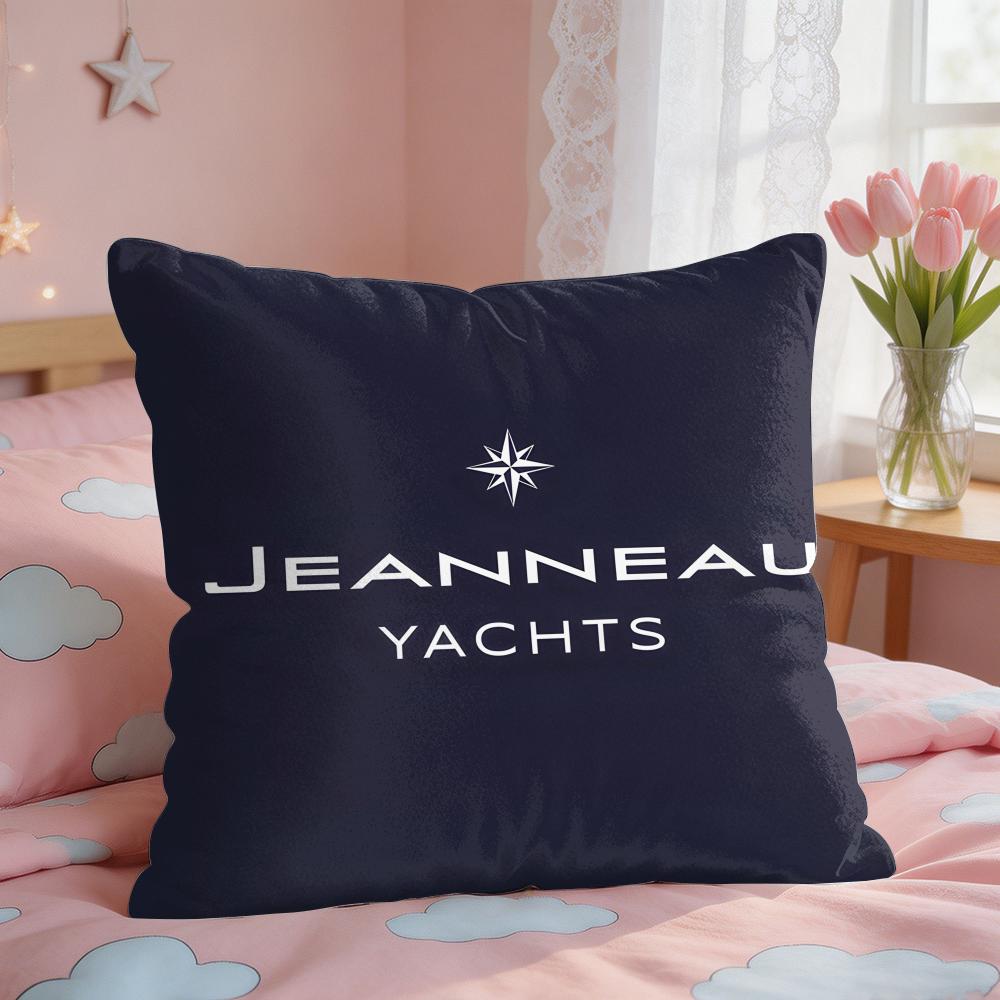 JJeanneauS Yachts Logo Cushion Cover Square Short Plush Pillow Case Living Room Sofa Home Decor Funda X