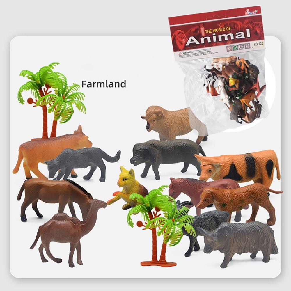 12PCS Farm Animal Mini Dinosaur Action Figure Multicolor Safari Animal Toys Early Learning