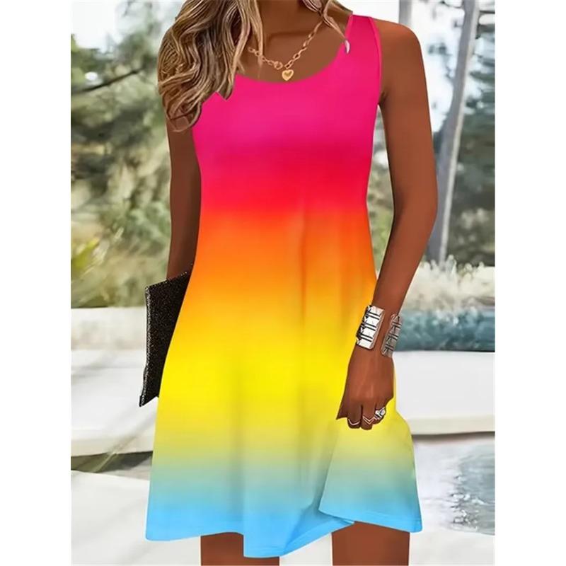 Fashion Print Women's Casual Loose Crew Neck Casual Dresses