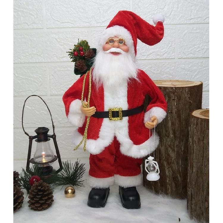 11.8inch Santa Clau Christmas Plastic Figurine Handpainted with Stack of Present