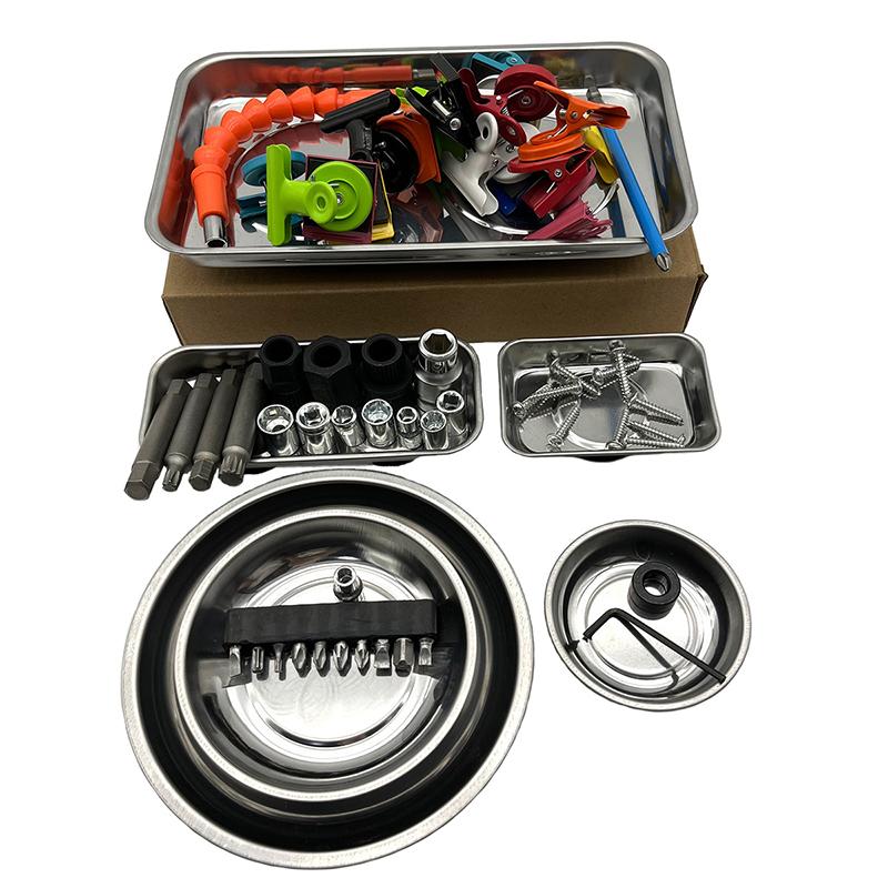 Stainless Steel Magnetic Trays Circular Rectangular Magnetic Parts Bowl Bolts Nuts Screw Storage Tray Metal Tool Holder Plate