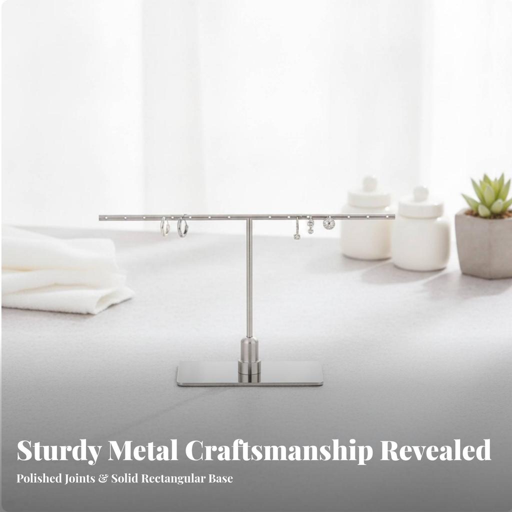 Jewelry Display Stand with Perforated Bar Sleek Crossbar Earring Elegant