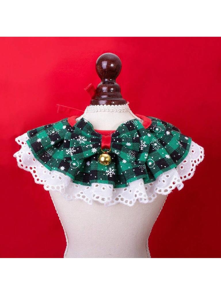 Entzückerliches weihnachtliches Karohundehalsband mit Spitzenrand Vierfarbiges Haustier-Schal-Handtuch Handtuch für Hunde