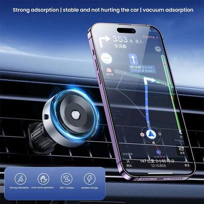 Auto 15W Drahtlose Magnetische Schnelle Lade Halterung Vakuum Adsorption Navigation Unterstützung Halterung Outlet Montage Halterung