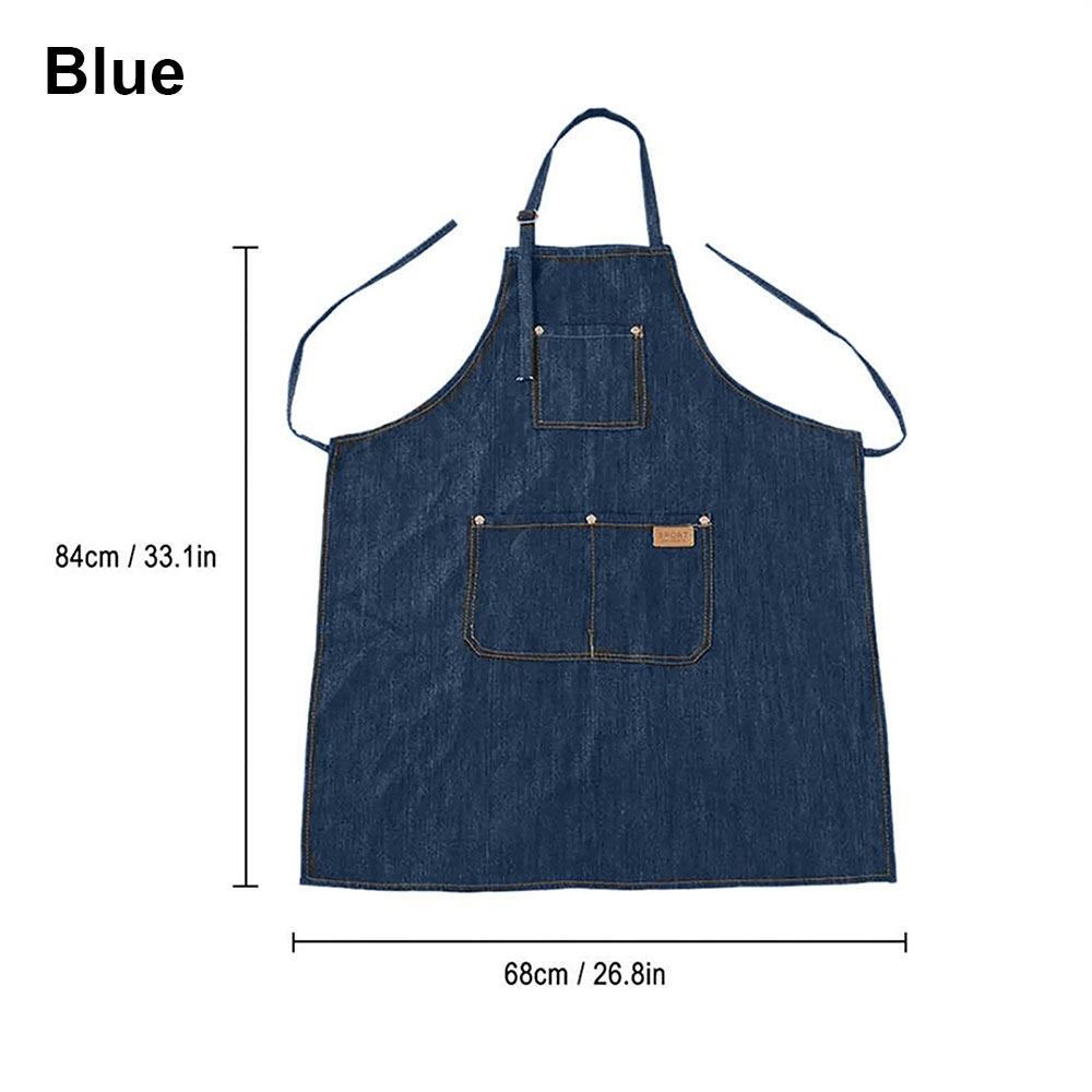 1Pcs Barber Cloth Denim Apron Adjustable Jean Salon Working Clothes with Pockets Waterproof Hairdresser Uniform