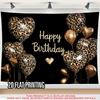 A 2D flat leopard print heart-shaped birthday banner made of polyester material with a patternzyc