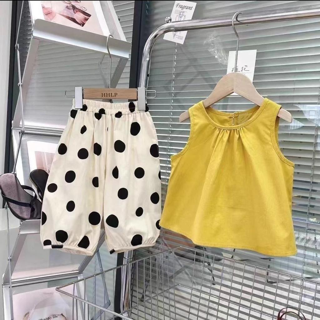 Kids Girls Summer Casual Two Piece Set Sling Skirt Straight Pants