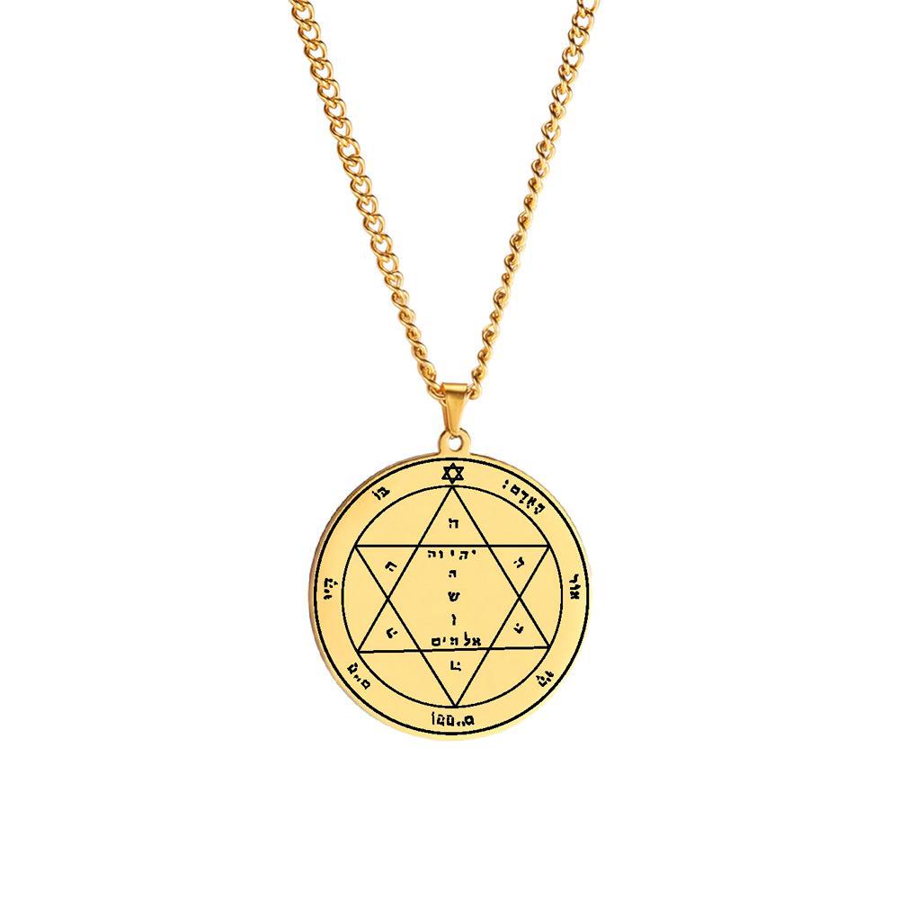 Edelstahl Siegel Salomos Amulett Halskette: Jupiter, Mars, Merkur, Mond, Saturn, Sonne, Venus