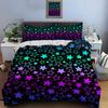 Dreamy Colorful Star Pattern Duvet Cover Set Digital Print Colorful Polyester Bedding with Zipper Closur for Kids Gifts