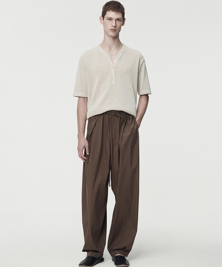 UMARMUNG High Twist Cotton Henley Neck Pullover_Paper