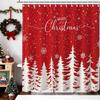 Christmas Shower Curtain Winter Red Snowflake Christmas Tree Shower Curtain For Christmas Bathroom Decor Waterproof Fabric Xmas