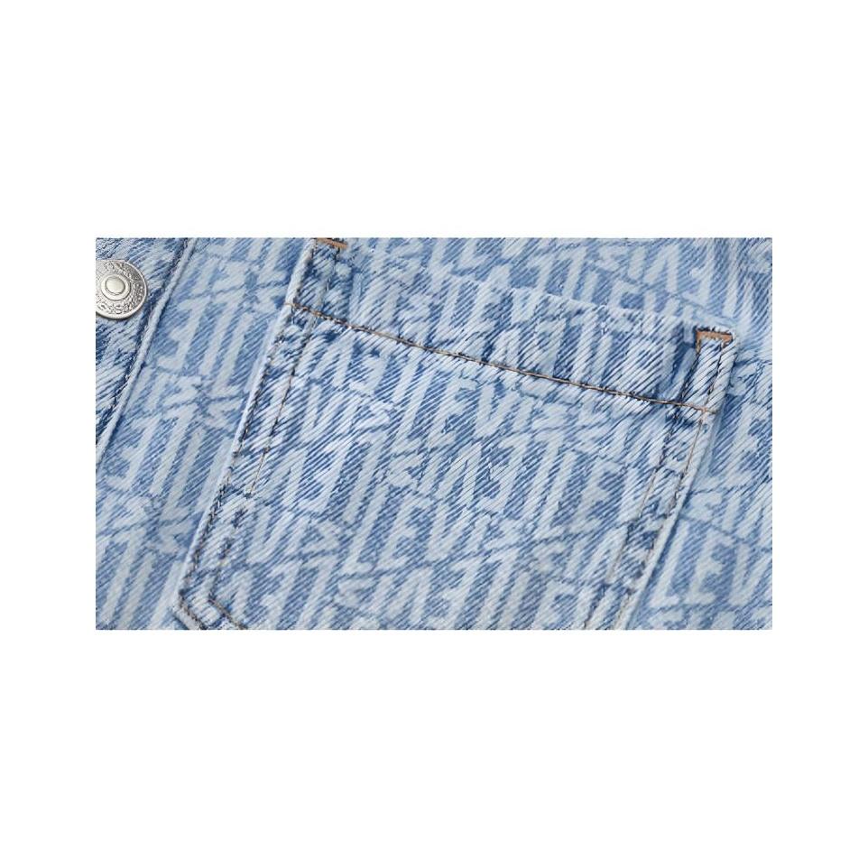 Levis Vintage Denim Collared Printed Short Sleeve Dress Women dresses Light-Blue 001BV-0001