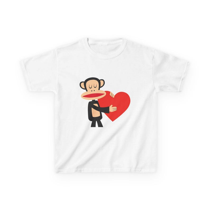 Vintage Paul Frank Monkey Heart Cartoon Baby Tee | Valentine Cute Animal Shirt 110