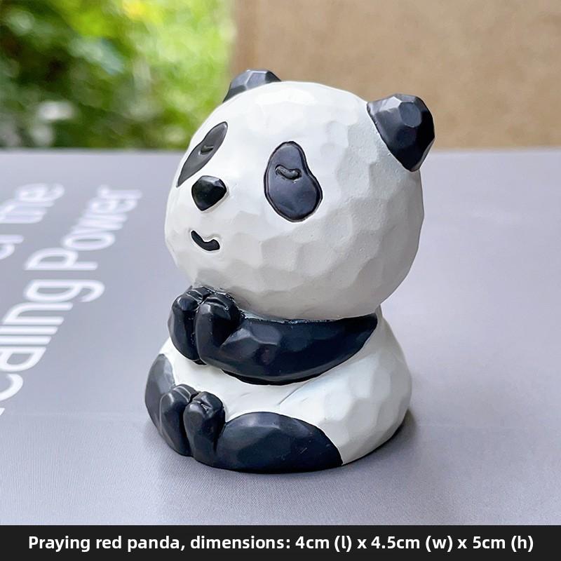 Little Panda Handmade Figurine, Cute Cake for Car Decoration, Tabletop Resin Small Handicraft, Small Animal Toy